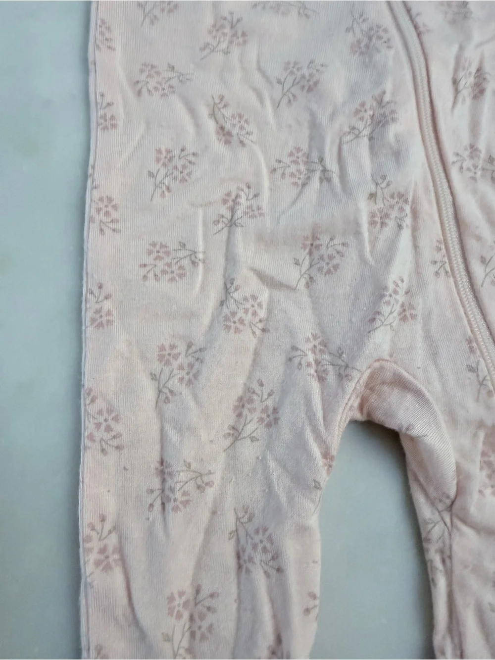 Quincy Mae Pink Floral Zipper Footed One-Piece 0-3M